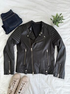 All Saints Genuine Leather Moto Jacket